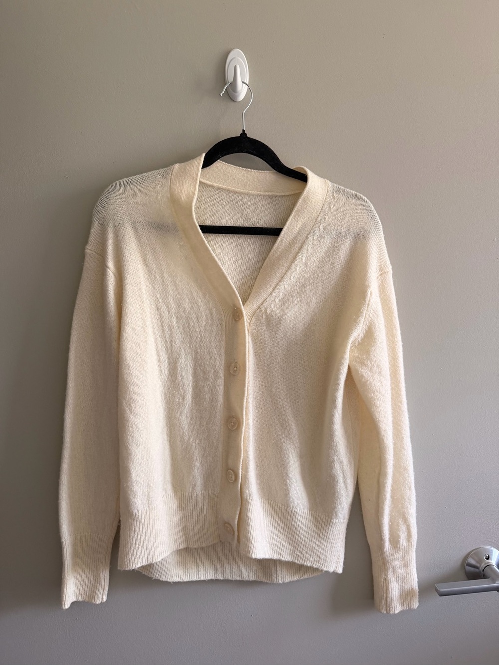 Muji Cream Button-Front V-Neck Cardigan